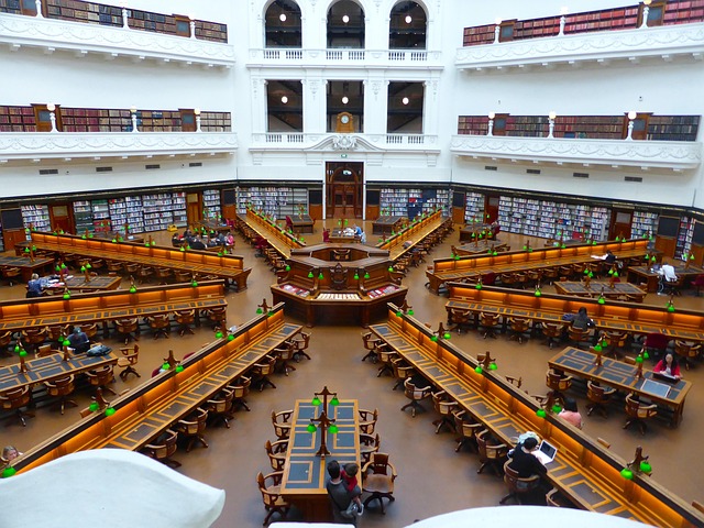 students studying in Canadian library campus